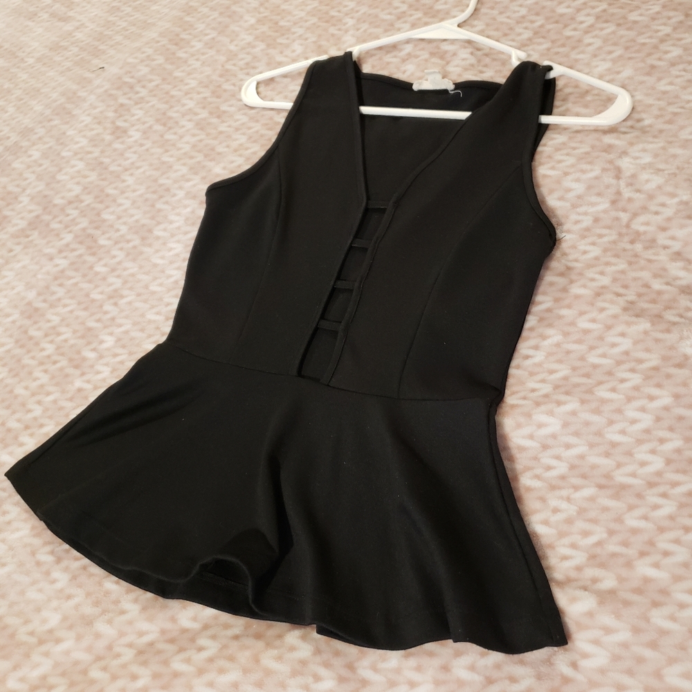 Peplum Tank with open bar detail